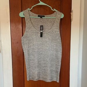 Tahari Shimmering Silver Tank Top